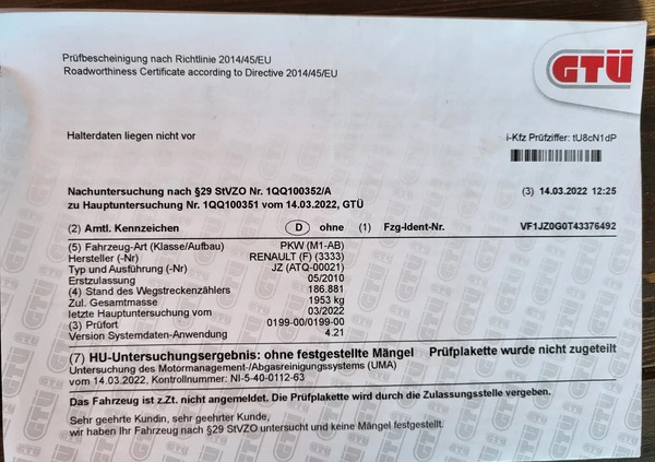 Renault Scenic cena 26700 przebieg: 194000, rok produkcji 2010 z Śrem małe 436